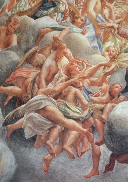 Assumption of the Virgin, detail of angelic musicians