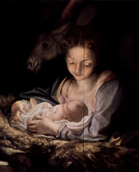 Adoration of the Shepherds (The Night), detail, Maria and child