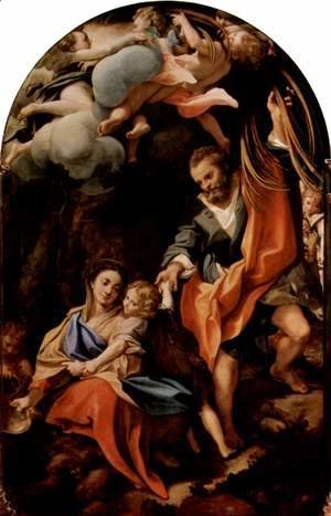 Correggio (Antonio Allegri) - Madonna della Scodella, scene, resting on the flight to Egypt